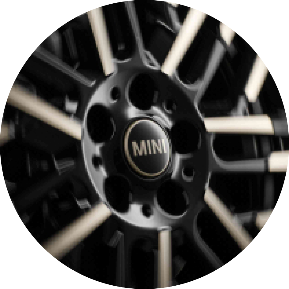 A close-up of a MINI wheel.