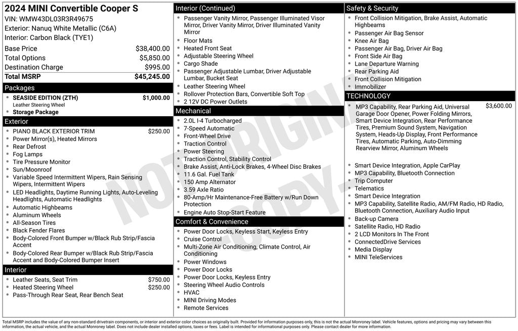 Certified 2024 MINI Convertible Cooper S Convertible