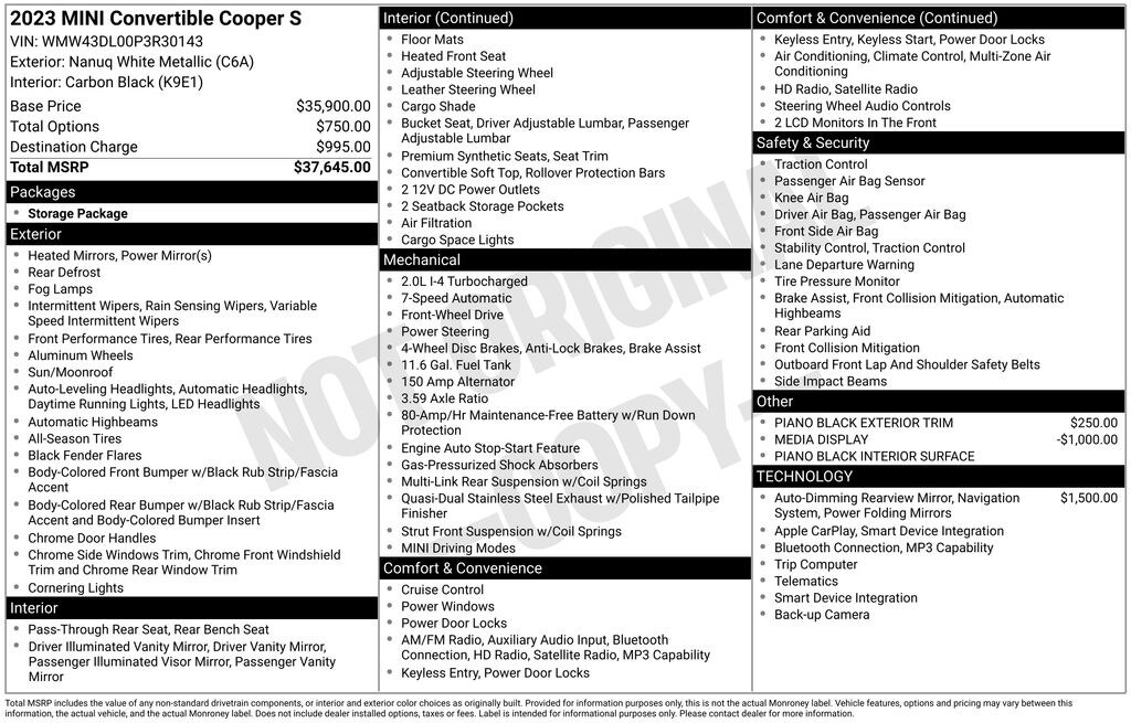 Used 2023 MINI Convertible Cooper S Convertible