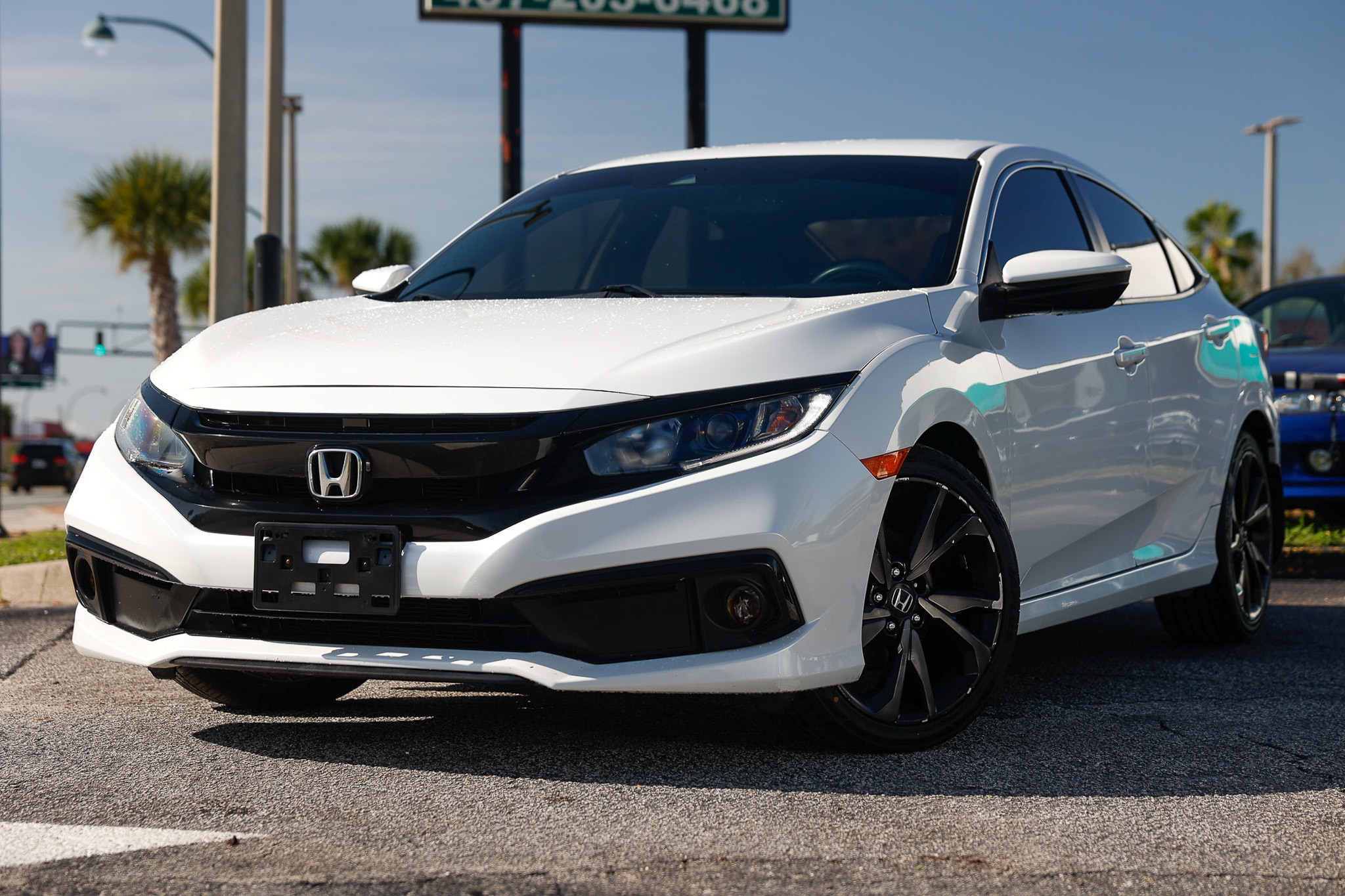 White 2019 Honda Civic Sedan Front-Wheel Drive Continuously Variable Transmission
