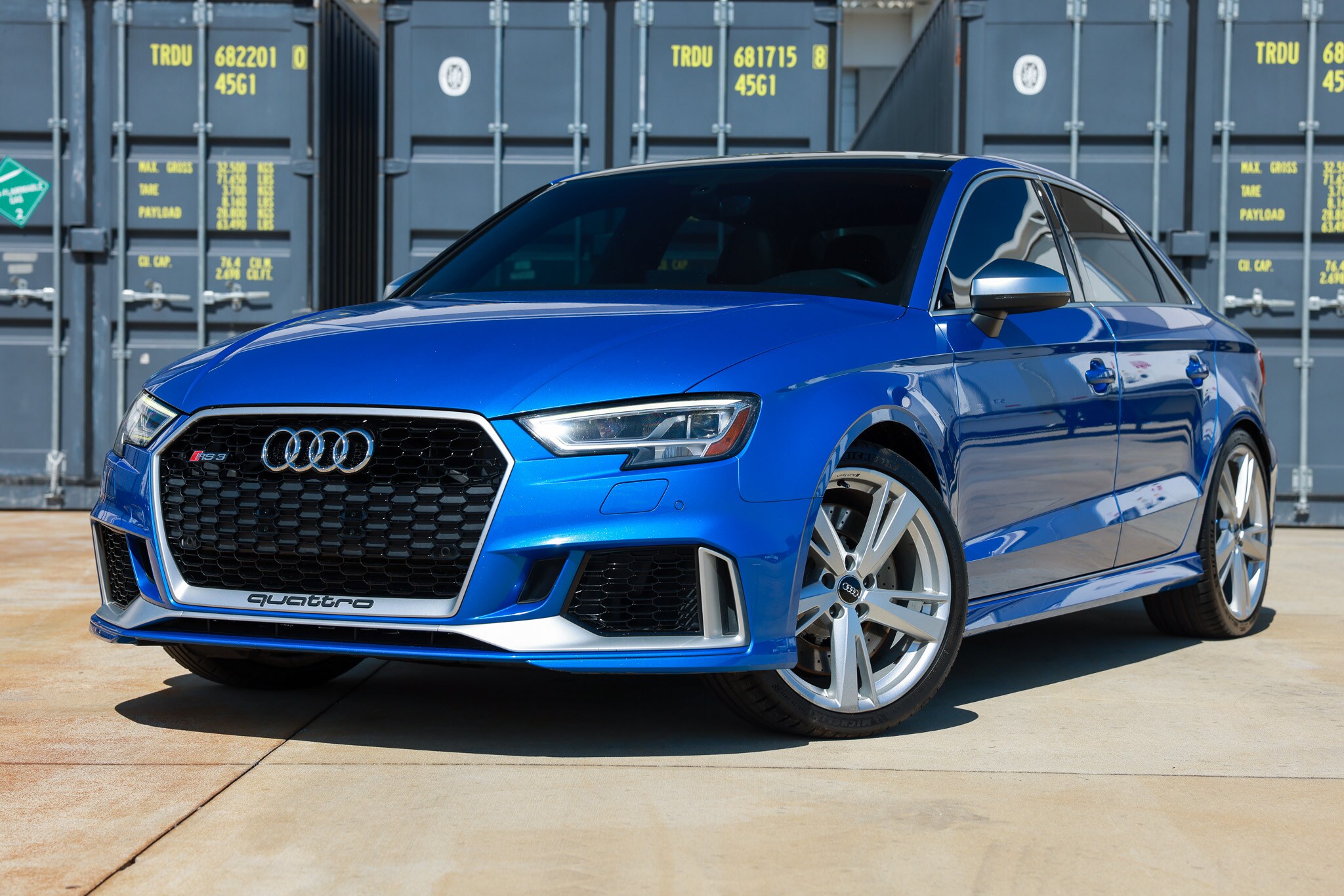 Blue 2018 Audi RS 3 2.5 TFSI quattro Sedan All-Wheel Drive 7-Speed Automatic
