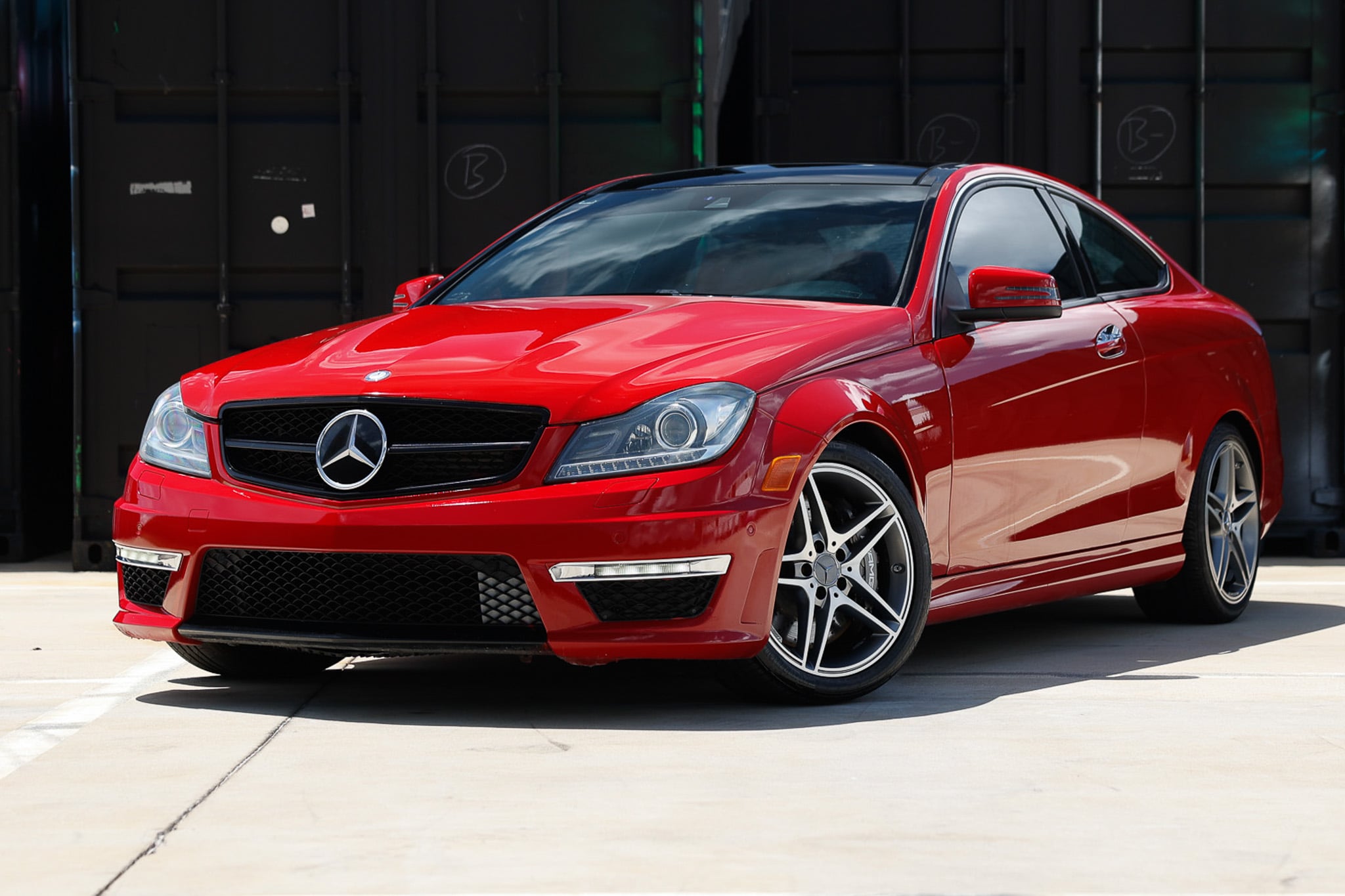 Red 2015 Mercedes-Benz C-Class Coupe Rear-Wheel Drive 7-Speed Automatic
