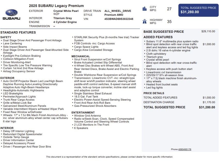 2025 Subaru Legacy Premium - Photo 40