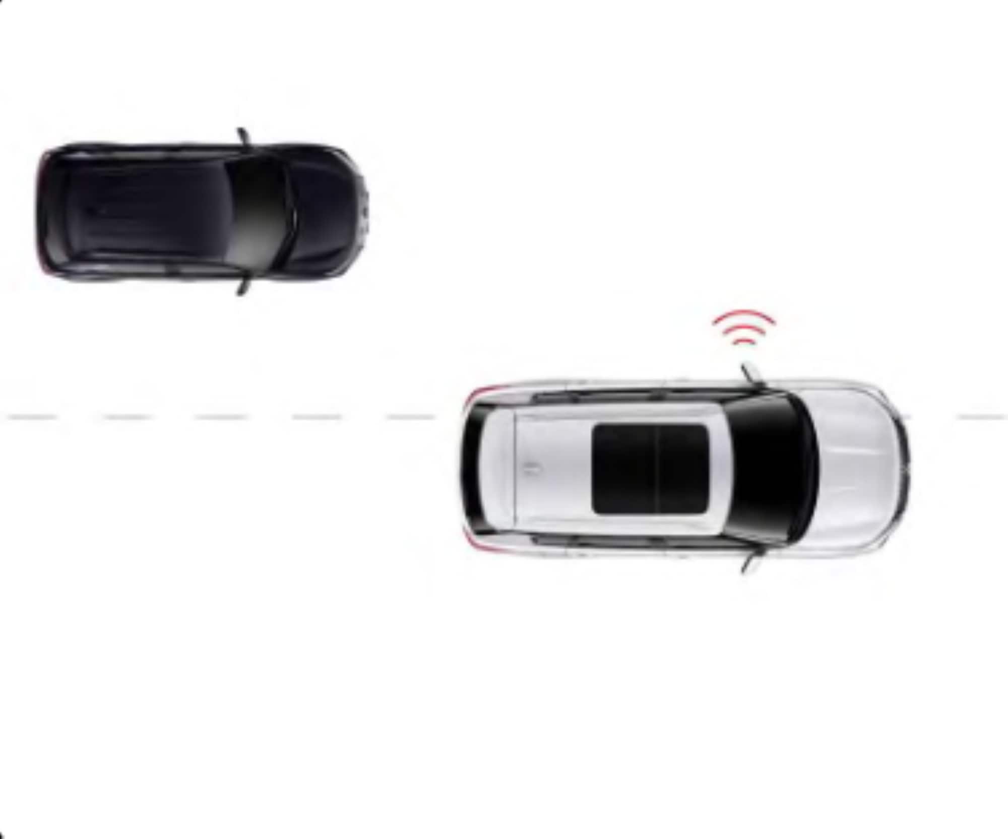Top view diagram of the 2027 Eclipse Sportback EV detecting a car