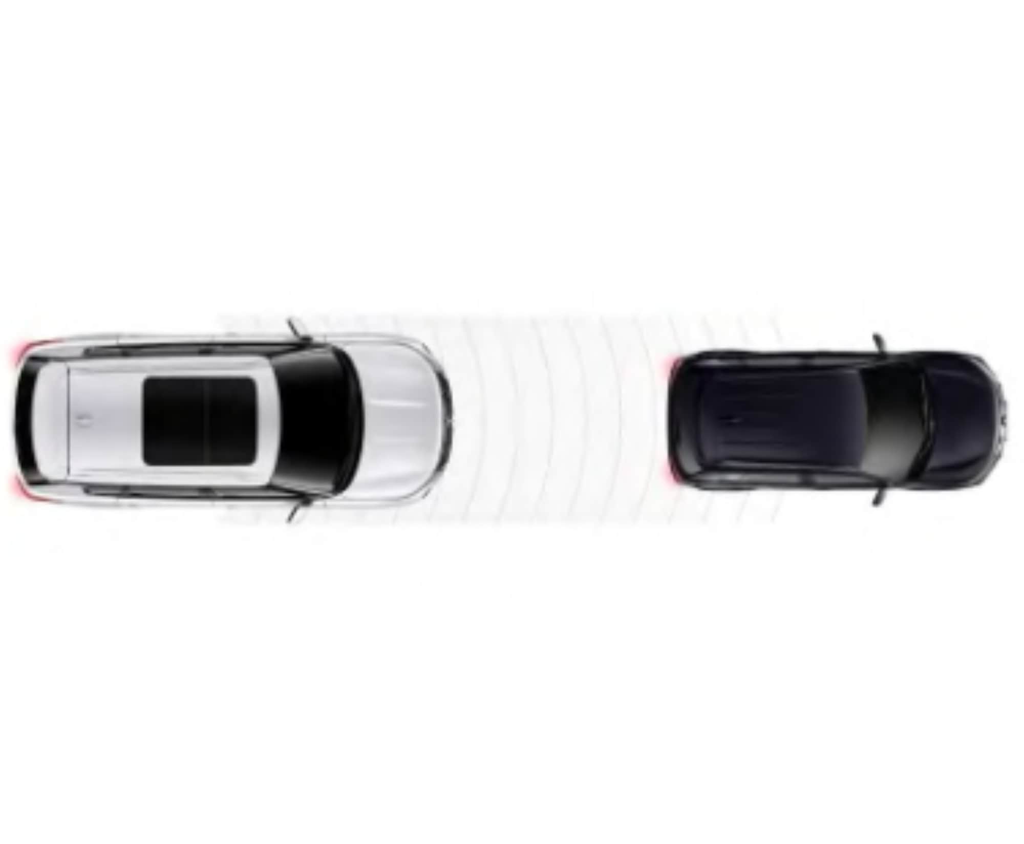 Top view diagram of the 2027 Eclipse Sportback EV detecting a car in front of it
