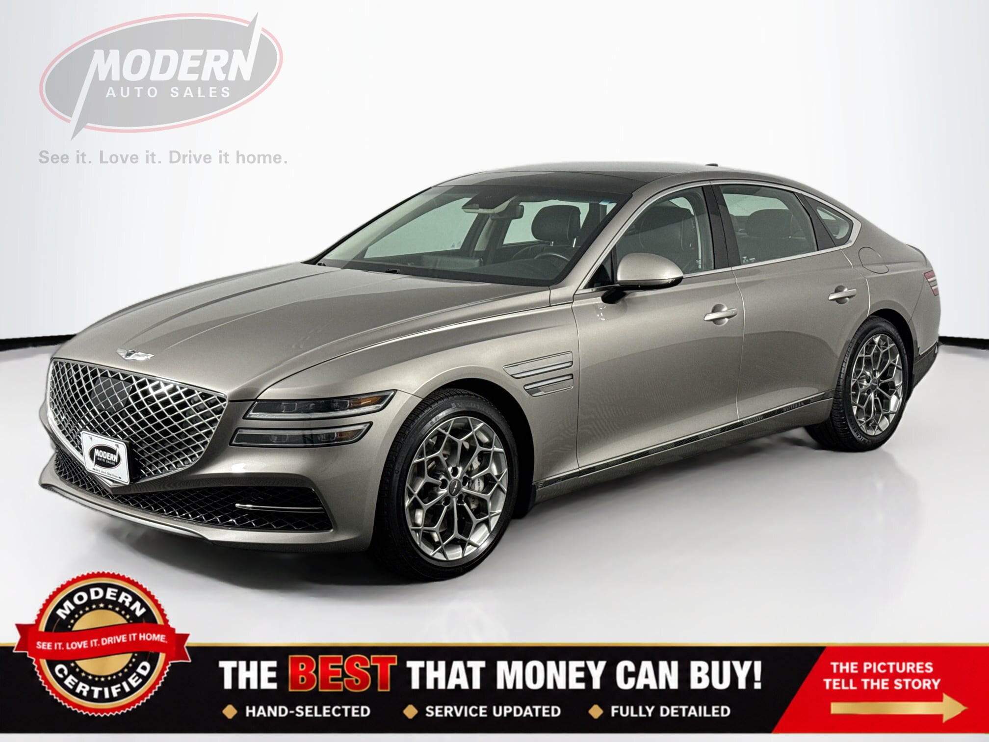 Gold Coast Silver 2021 Genesis G80 Sedan All-Wheel Drive Automatic