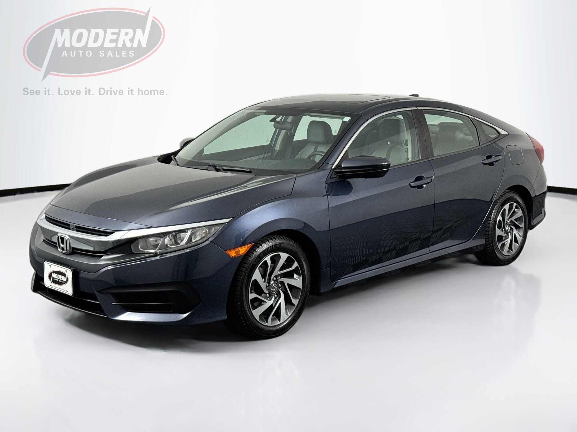 Blue 2017 Honda Civic Sedan Front-Wheel Drive Automatic