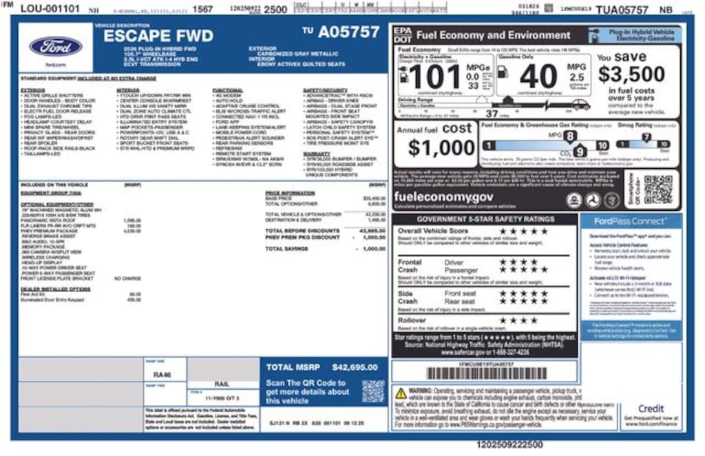 New 2026 Ford Escape Plug-In Hybrid Plug-In Hybrid SUV