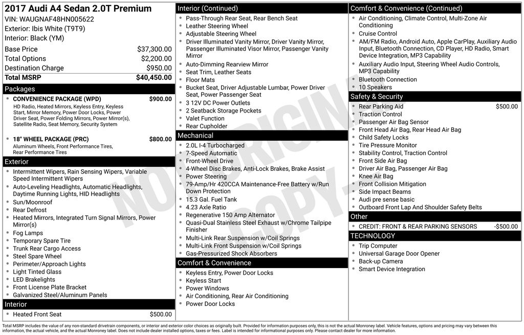 2017 Audi A4 2.0T Premium photo 2