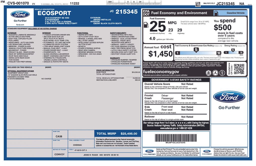 2018 Ford EcoSport SE photo 2