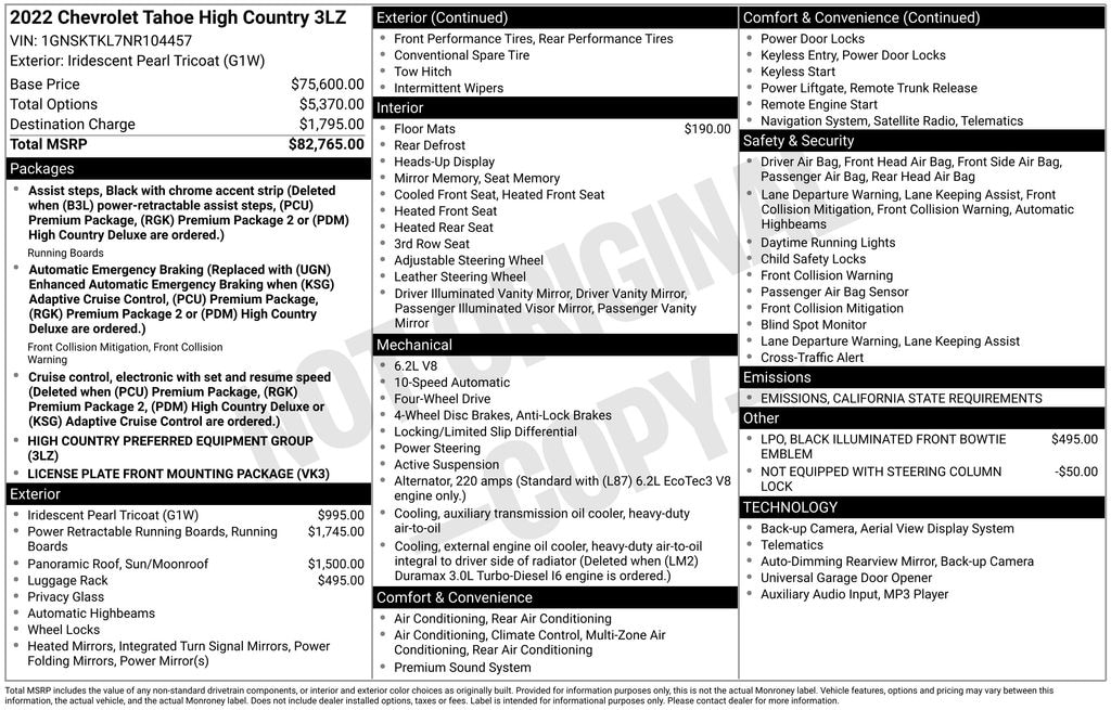 Used 2022 Chevrolet Tahoe High Country SUV