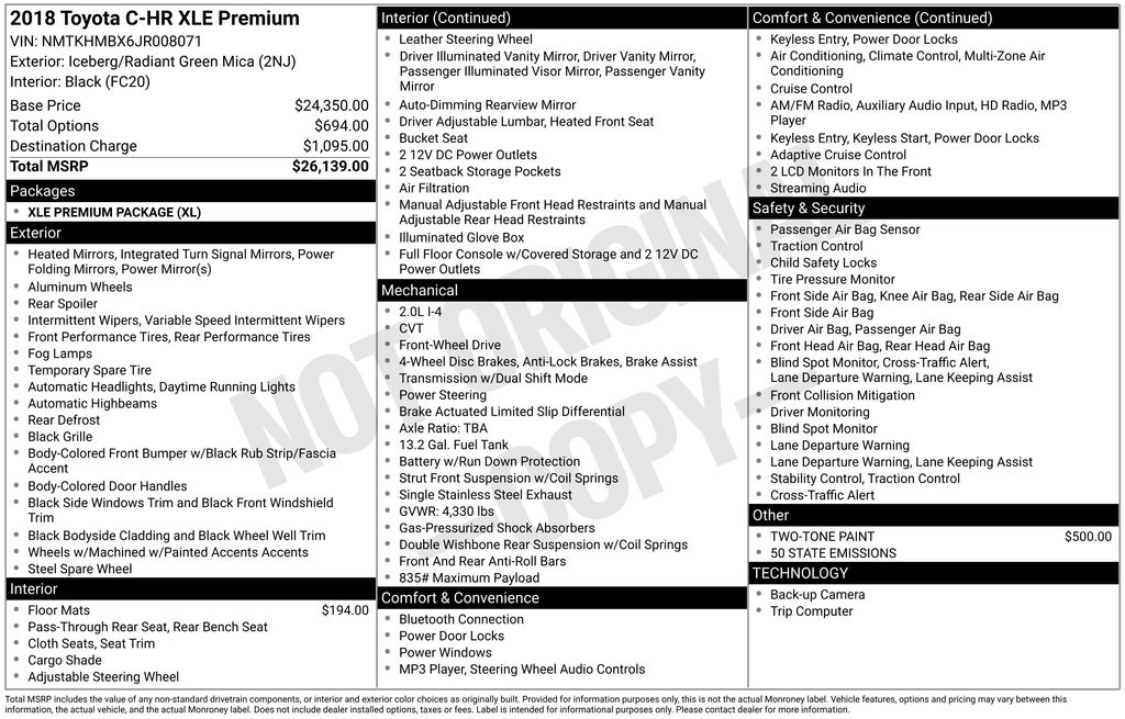2018 Toyota C-HR XLE Premium photo 2