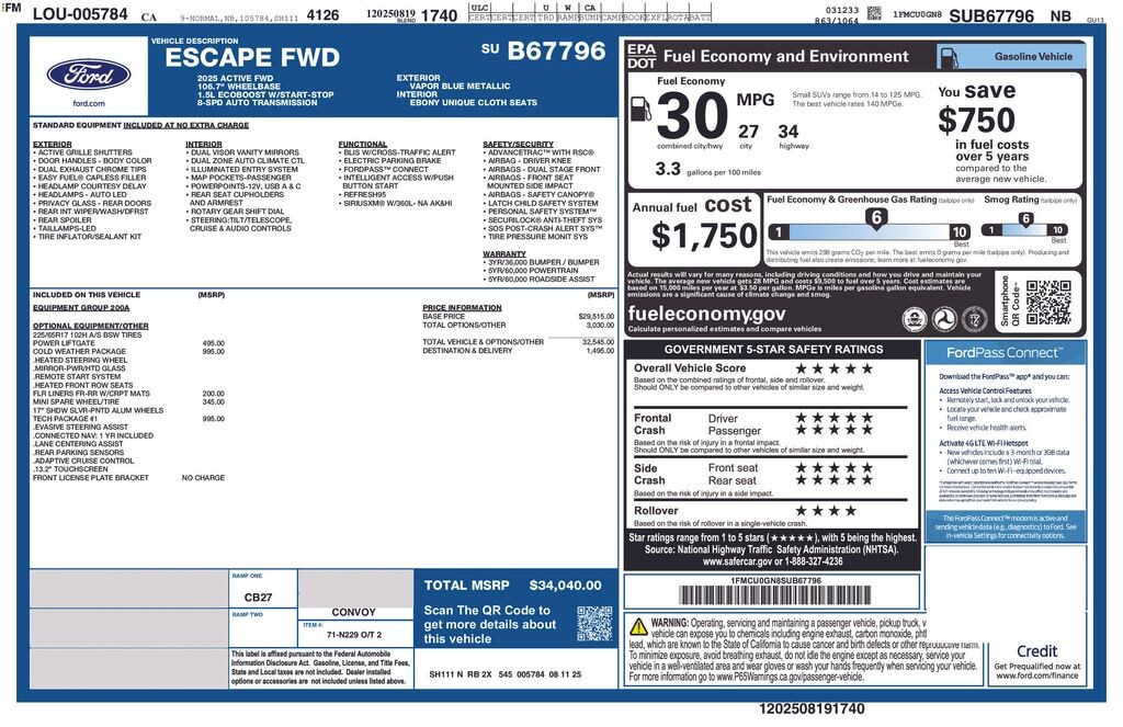 New 2025 Ford Escape Active SUV