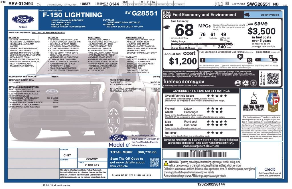 New 2025 Ford F-150 Lightning XLT Truck