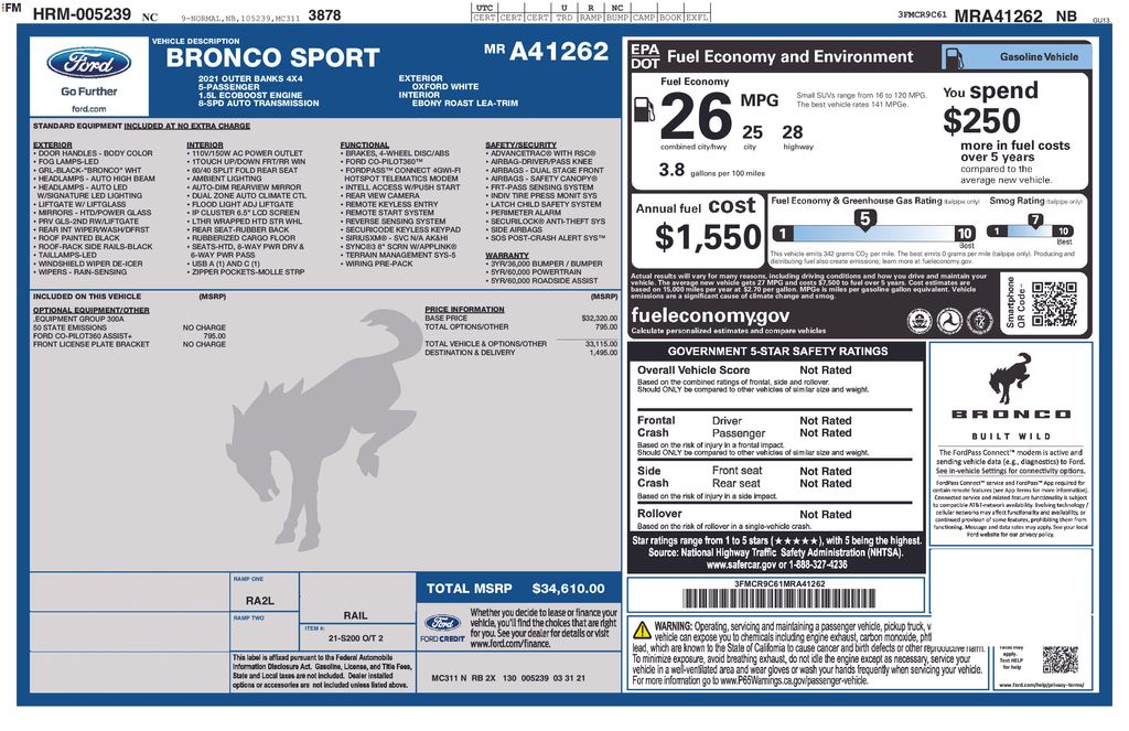 2021 Ford Bronco Sport Outer Banks photo 2