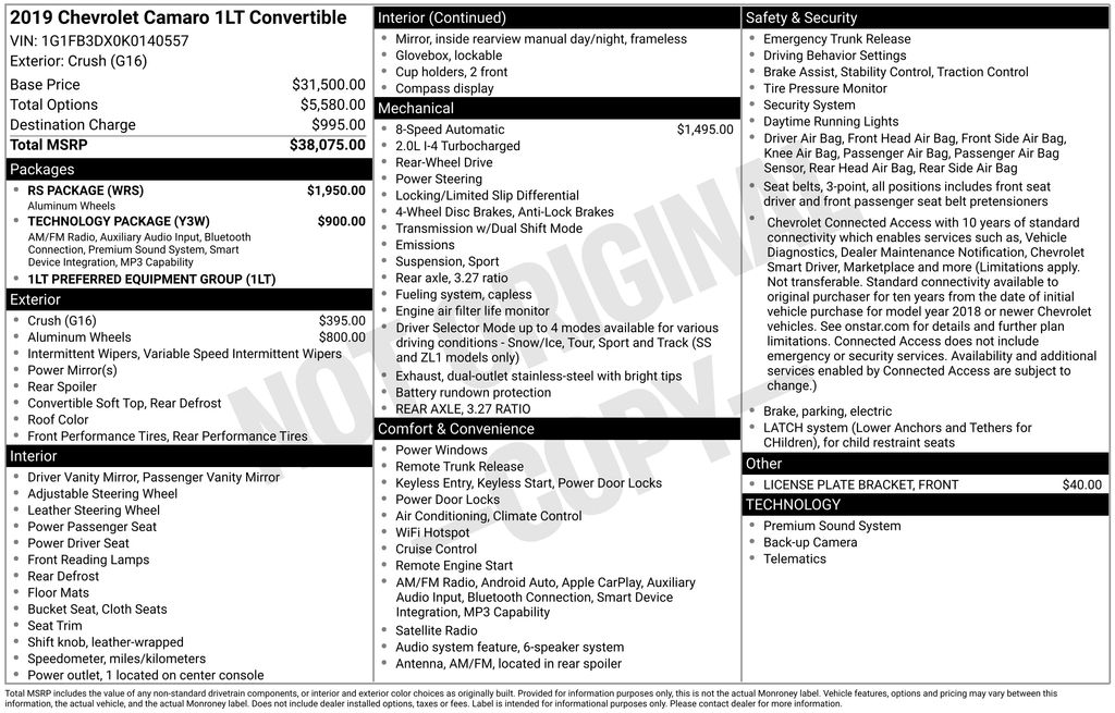 2019 Chevrolet Camaro 1LT photo 2