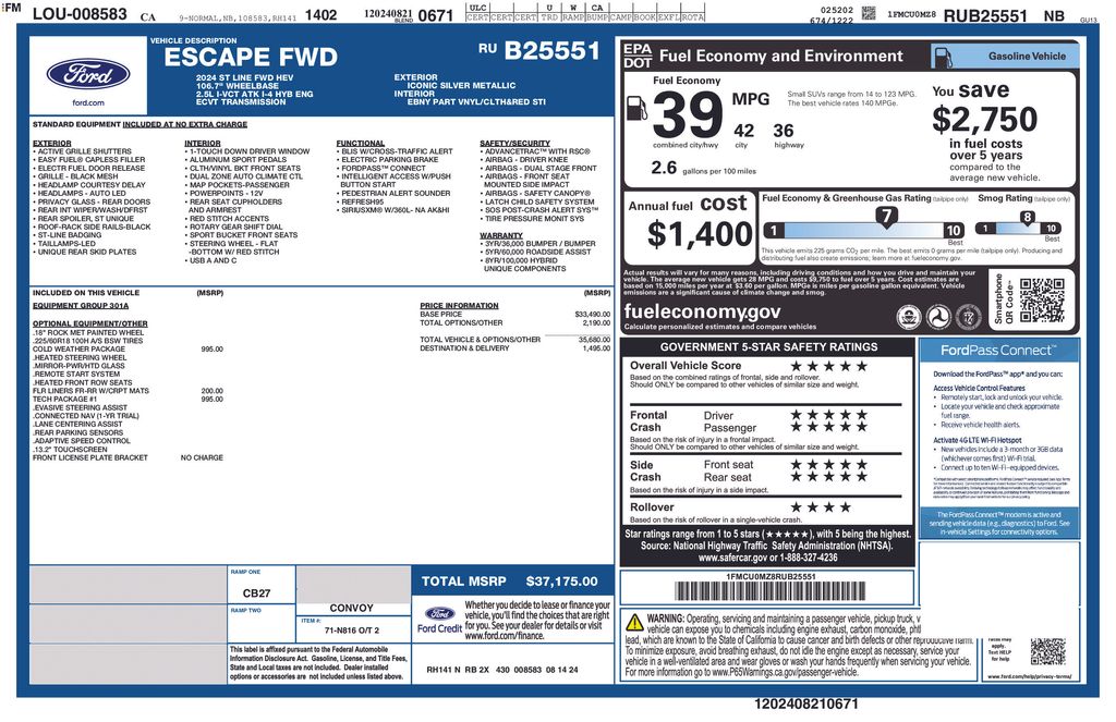 2024 Ford Escape Hybrid ST-Line