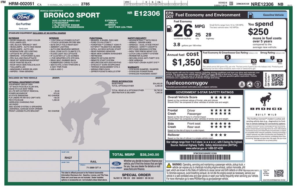 Used 2022 Ford Bronco Sport Outer Banks SUV