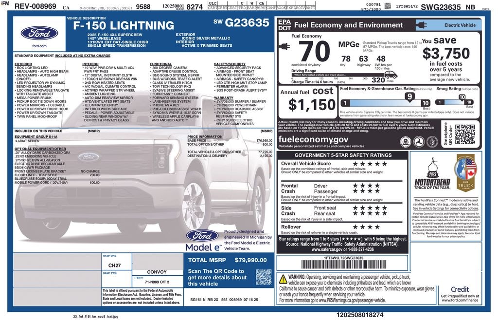 New 2025 Ford F-150 Lightning Lariat Truck
