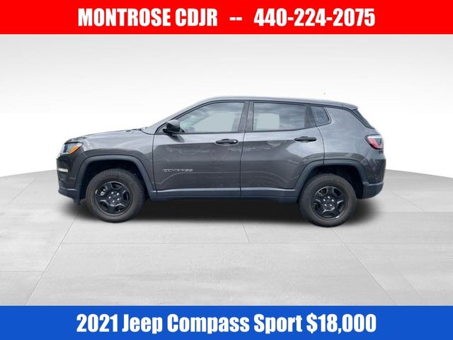 Used 2021 Jeep Compass Sport with VIN 3C4NJDAB9MT504887 for sale in Kingsville, OH