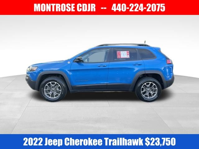 Used 2022 Jeep Cherokee Trailhawk with VIN 1C4PJMBXXND504651 for sale in Kingsville, OH