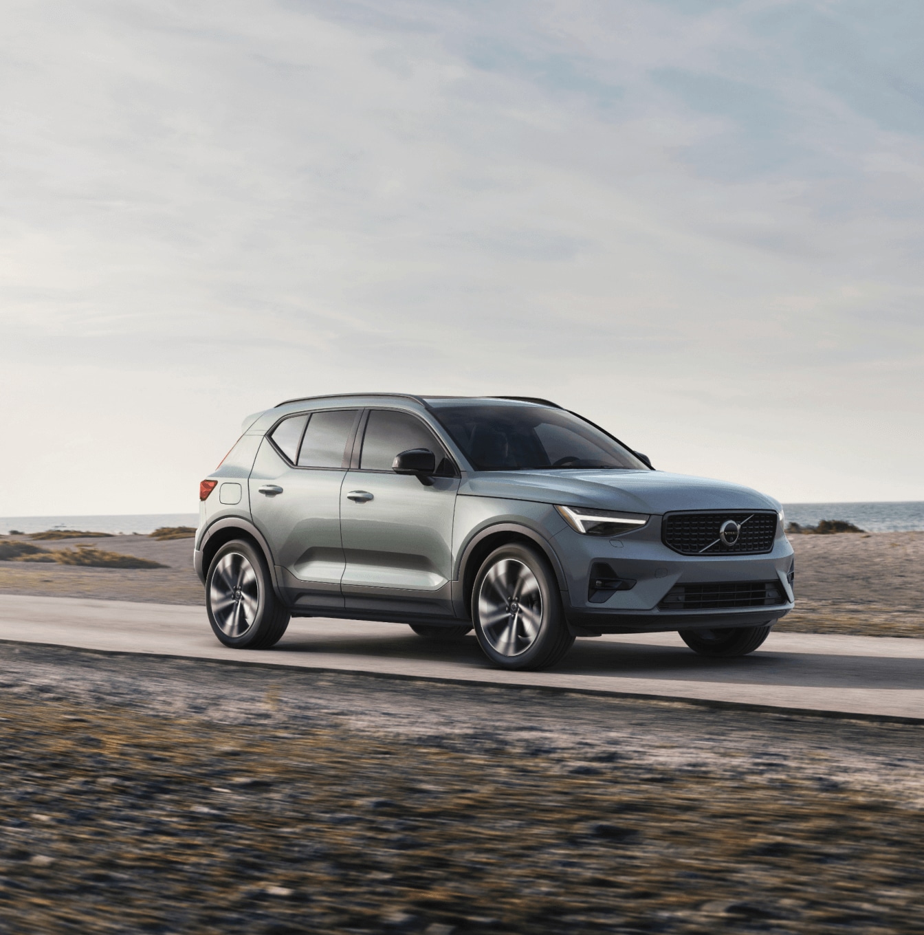 product shot of Volvo xc40, with soft vibrant colors...