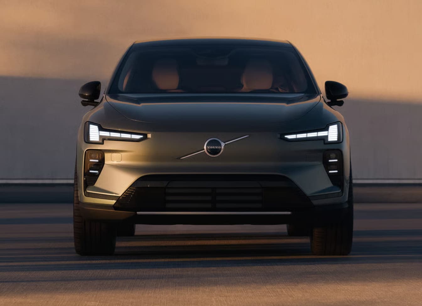 Front view of a sleek, modern 2026 Volvo EX60 SUV.