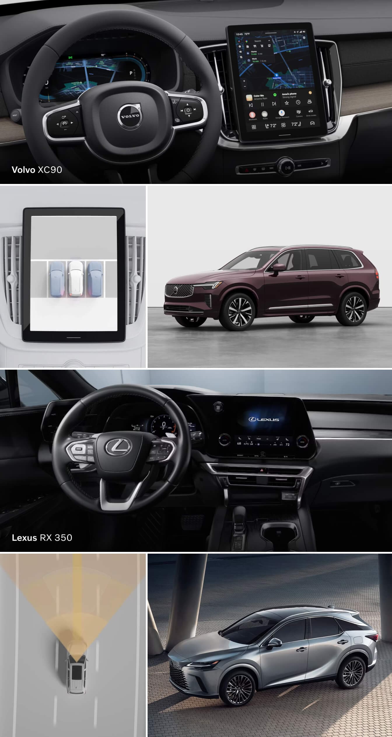Volvo XC90 vs. Lexus RX 350 Safety Ratings & Features