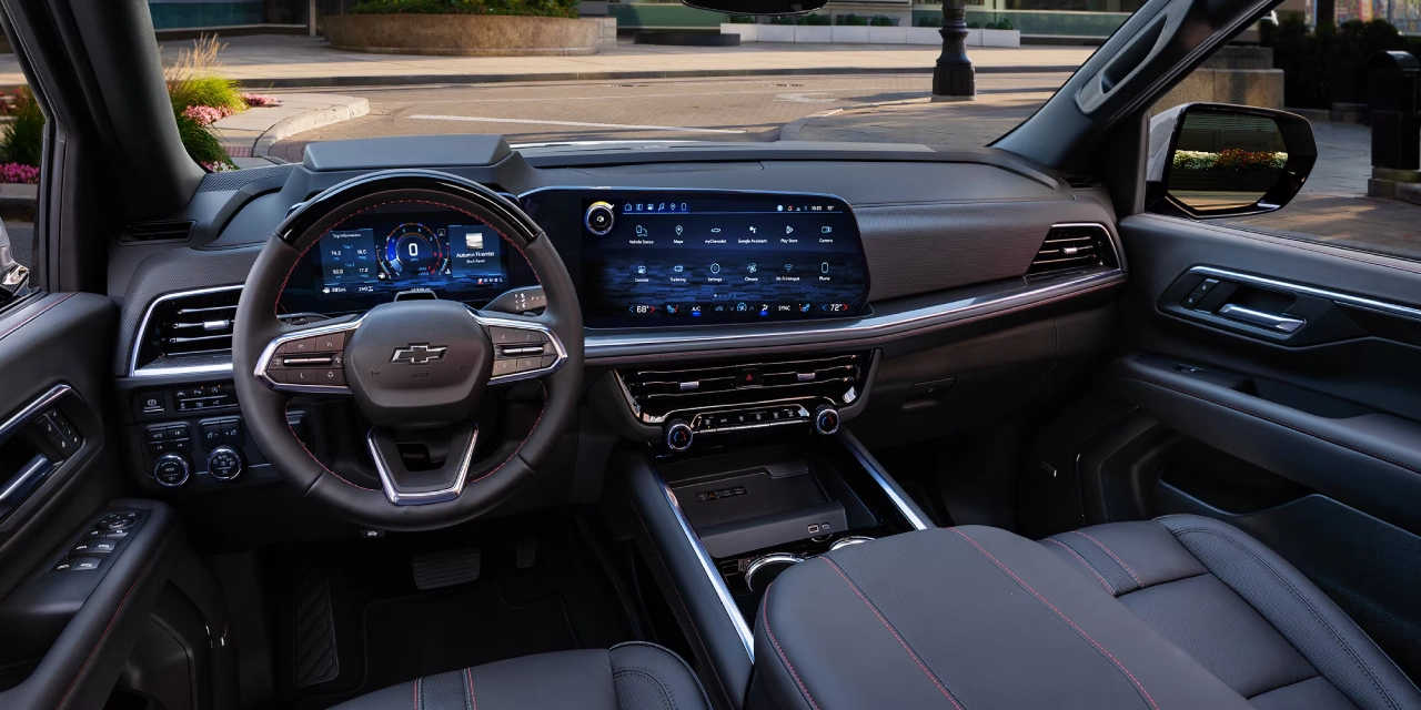 2026 Chevrolet Tahoe interior with 17.7-inch touchscreen and three rows