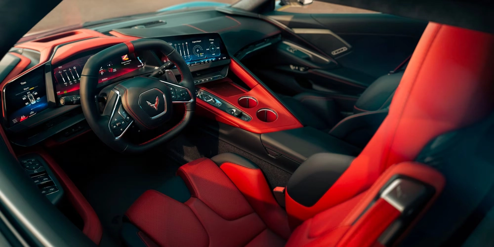 2026 Chevrolet Corvette Stingray interior with 12.7-inch center display and redesigned cockpit