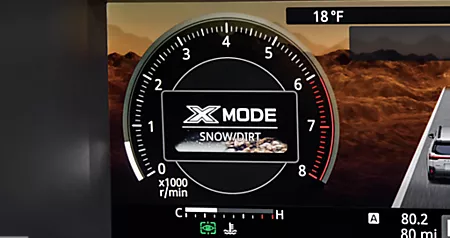 Subaru X-MODE engaged on a snow-covered road