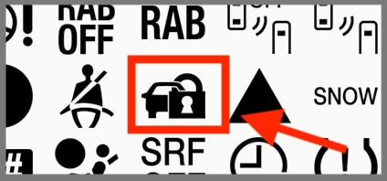 car and lock symbol on dashboard