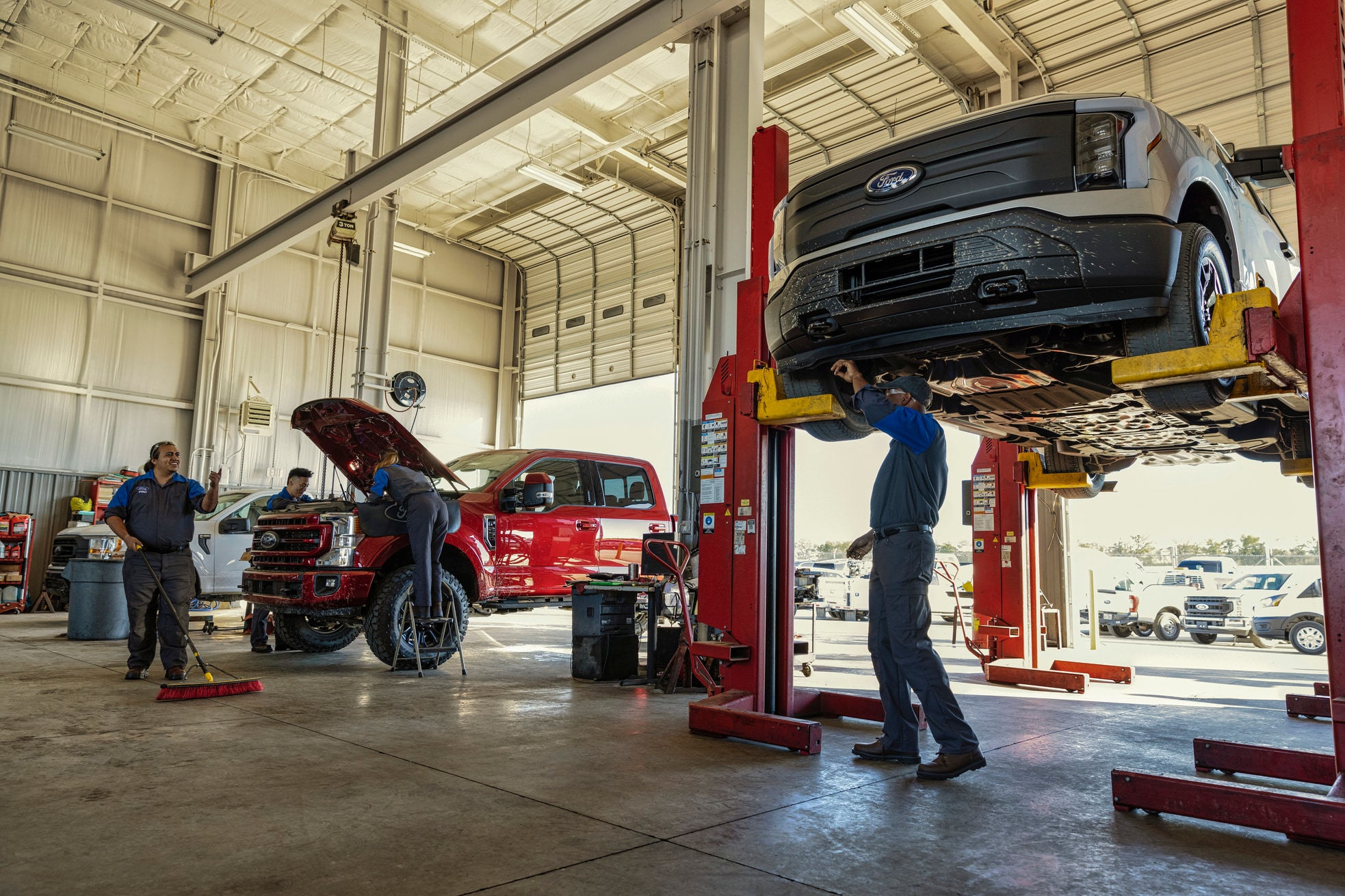 Ford vehicles being serviced
