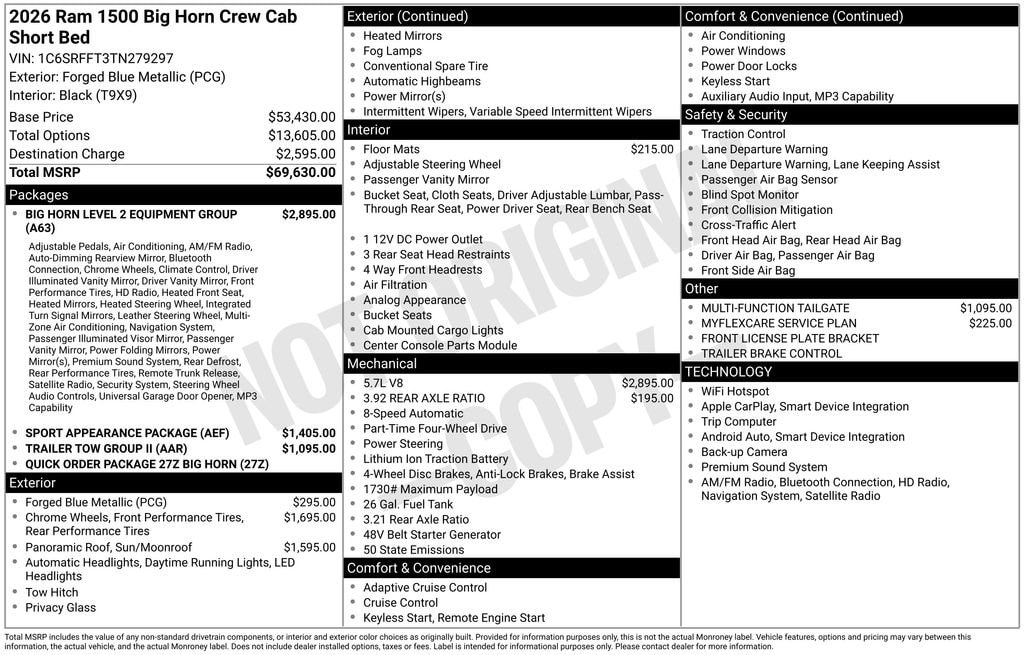 New 2026 Ram 1500 Big Horn/Lone Star Pickup