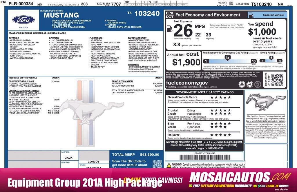 New 2026 Ford Mustang Ecoboost Premium Coupe