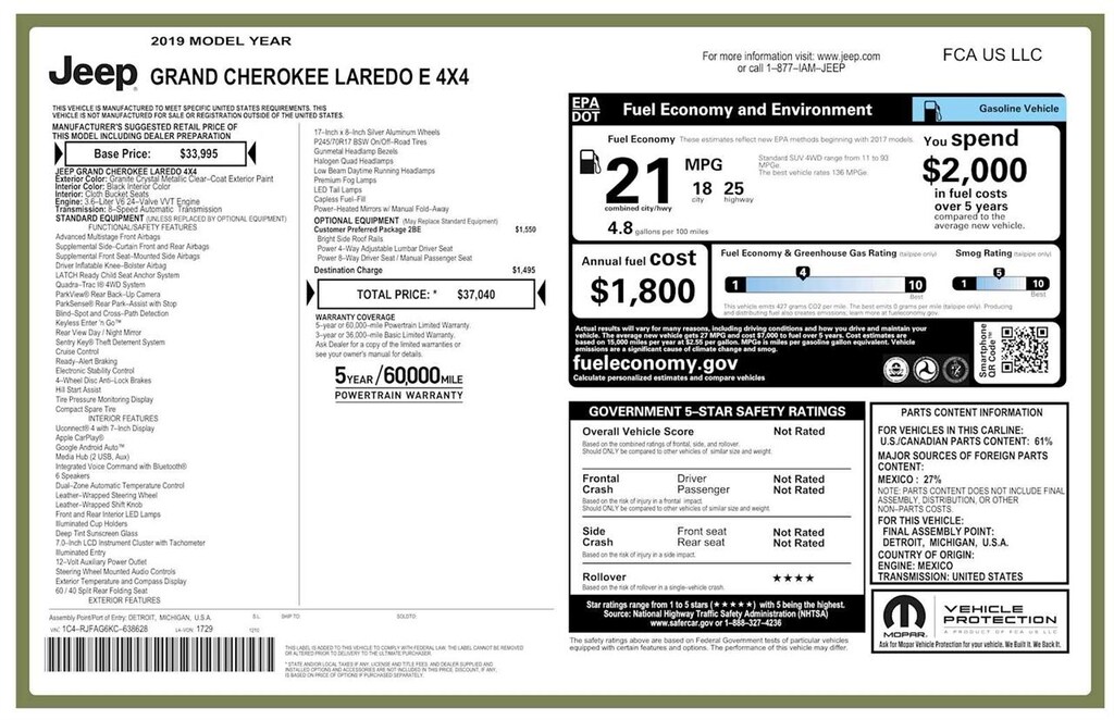 Used 2019 Jeep Grand Cherokee Laredo E 4x4 SUV