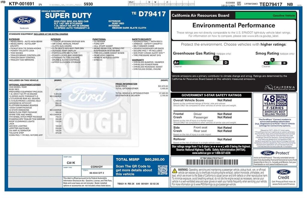 Used 2026 Ford Super Duty F-250 Pickup XLT 4WD Reg Cab 8 Box 4WD Reg Cab 8 Box