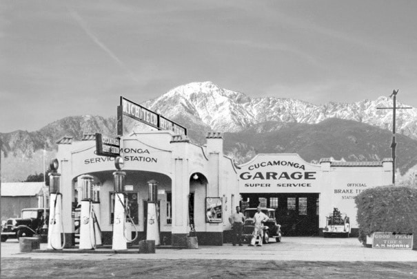 The historic Route 66 Gas Station, located in Rancho Cucamonga, CA, in its heyday