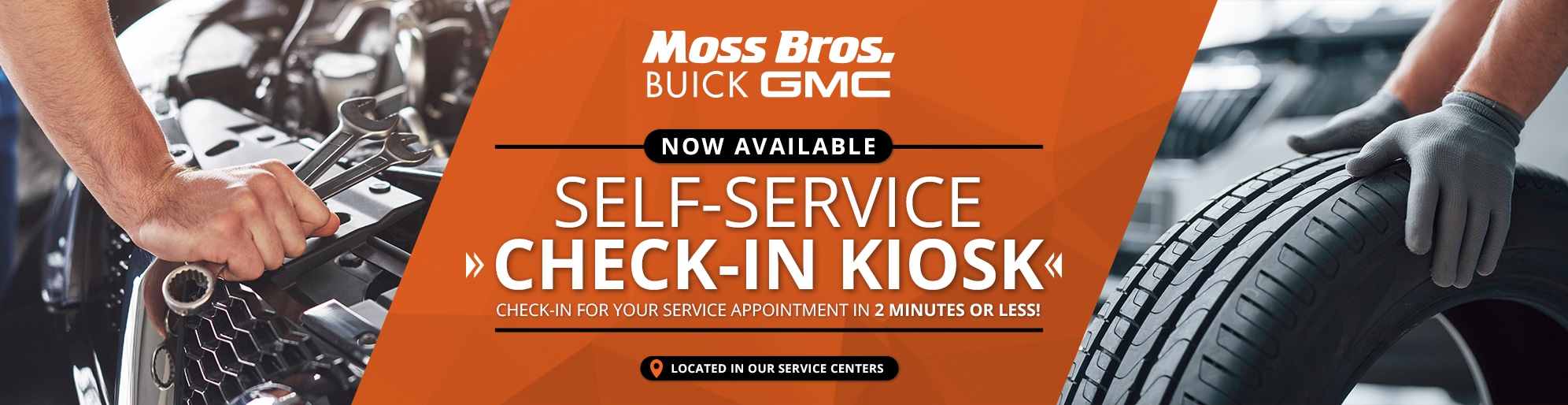Moss Bros Buick GMC Self-Service Check-In Kiosk now available. Check-in for your service appointment in 2 minutes or less! Located in our service centers.