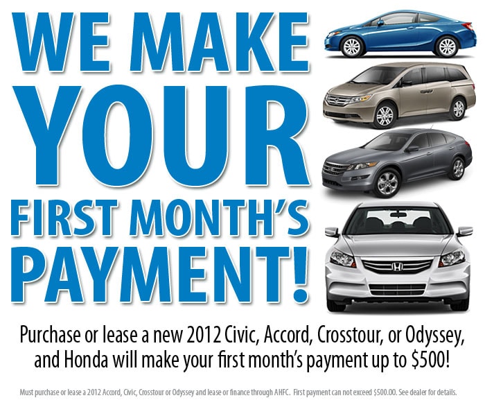 Honda Makes Your First Month's Payment Moss Bros. Honda of Moreno