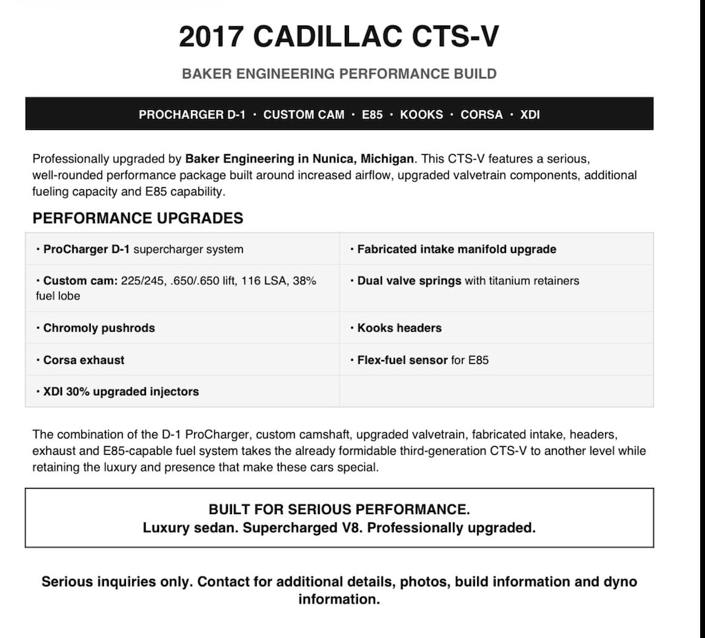 Used 2017 Cadillac CTS-V Corsa Exhaust Carbon Fiber Package Sedan