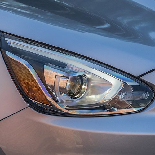Mitsubishi front headlight close-up