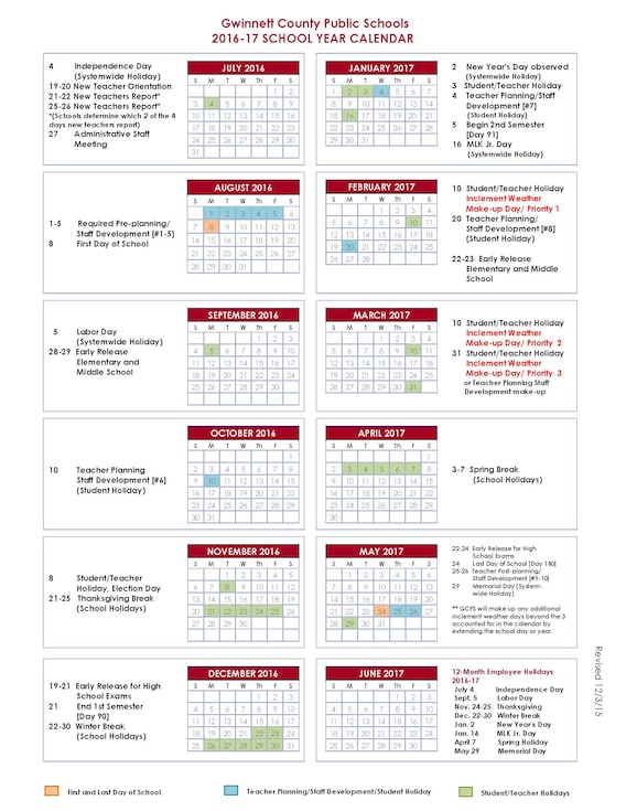 Gwinnett County School Calendar 16 17 Nalley Ford Sandy Springs
