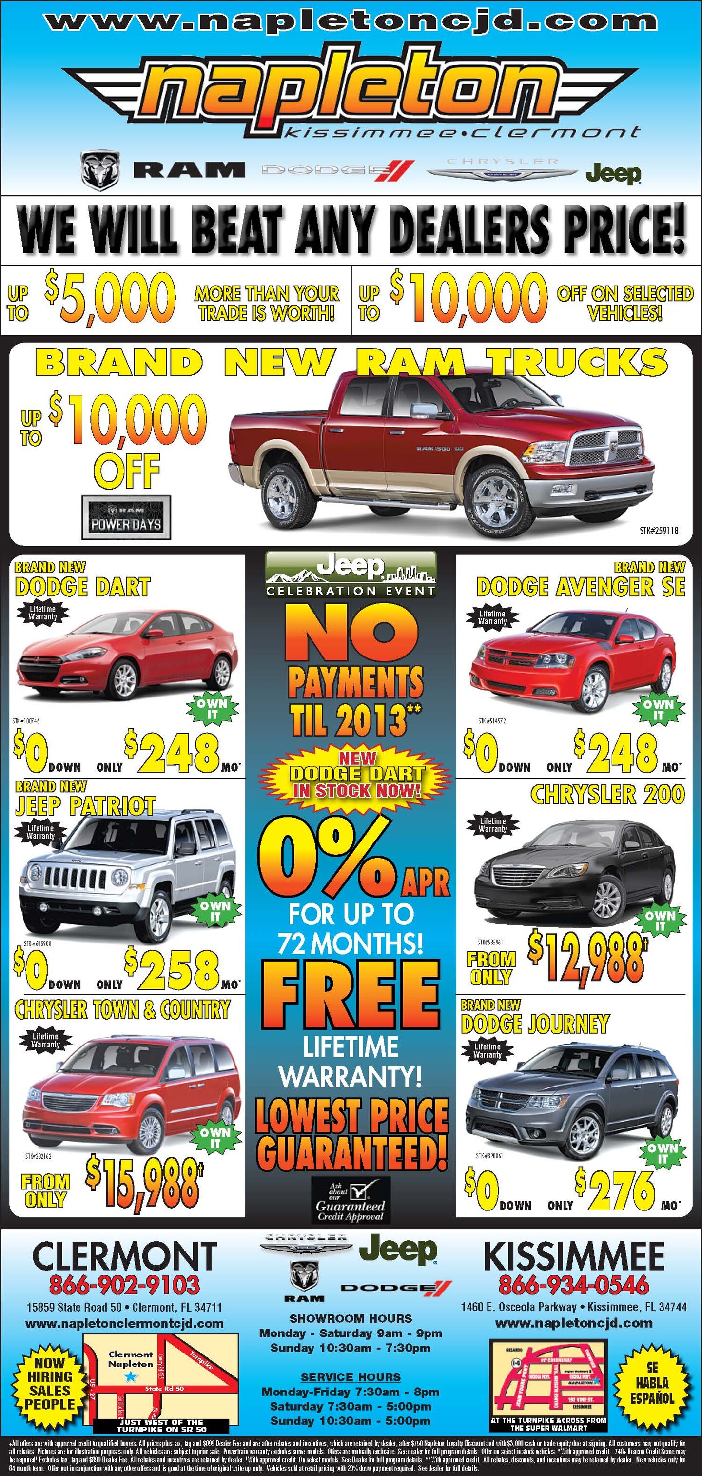 Newspaper Ad Used Cars Napleton's Clermont Chrysler Jeep Dodge