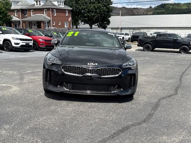 Certified 2021 Kia Stinger GT2 with VIN KNAE55LC1M6091533 for sale in Ellwood City, PA