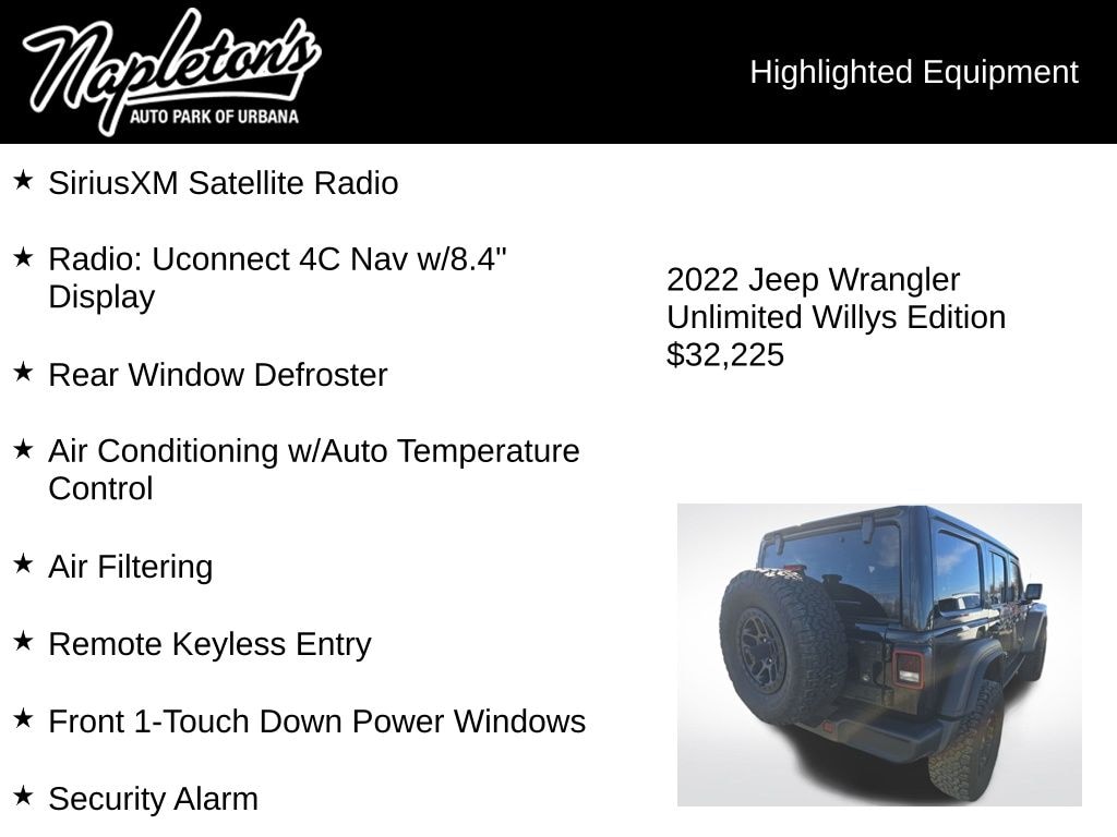 Used 2022 Jeep Wrangler Unlimited Willys SUV