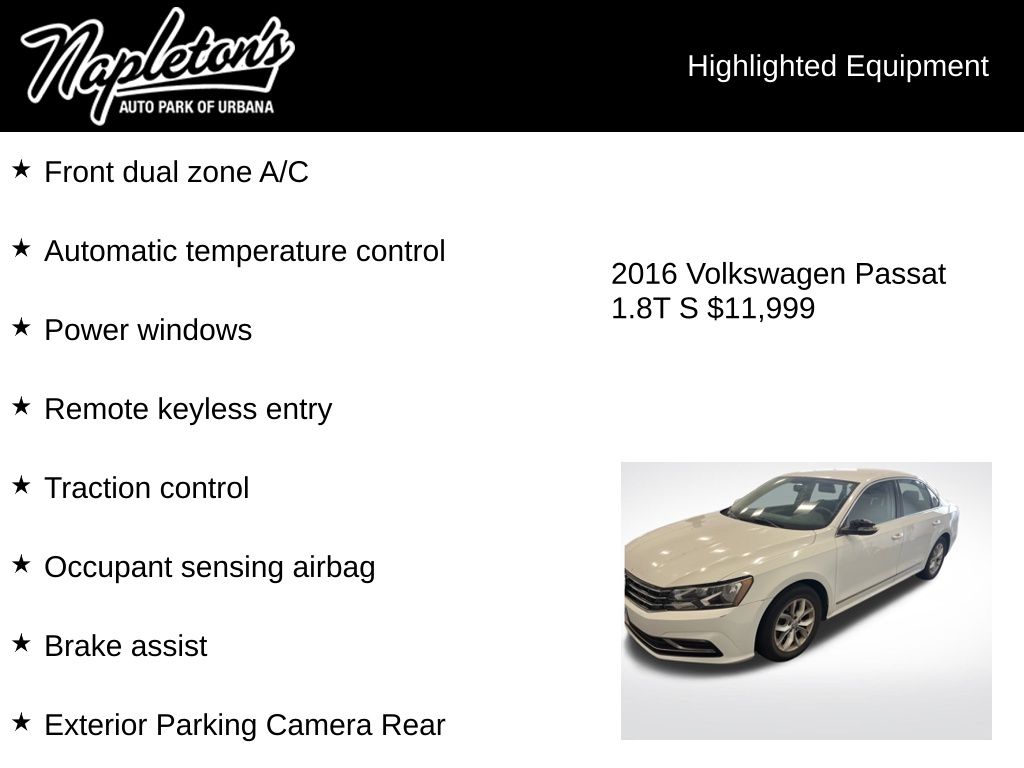 Used 2016 Volkswagen Passat S with VIN 1VWAS7A33GC034116 for sale in Urbana, IL