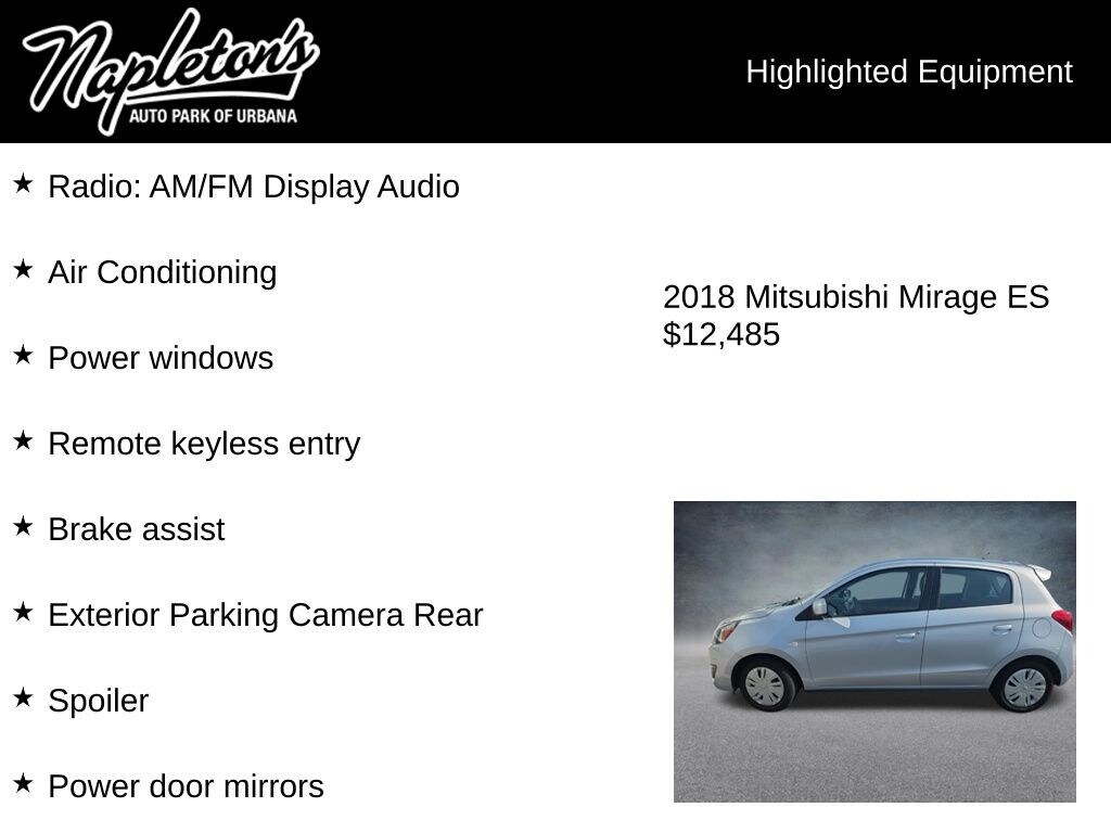 Used 2018 Mitsubishi Mirage ES Hatchback