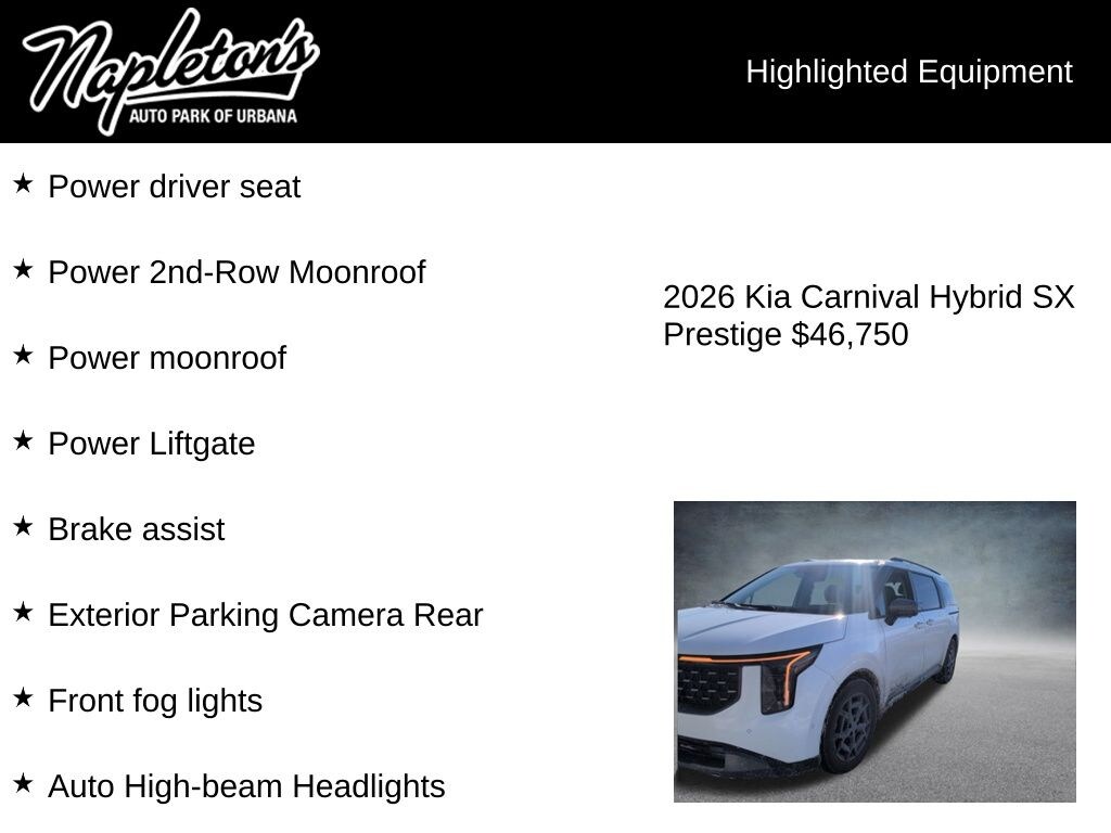 Used 2026 Kia Carnival Hybrid SX Prestige Van Passenger Van