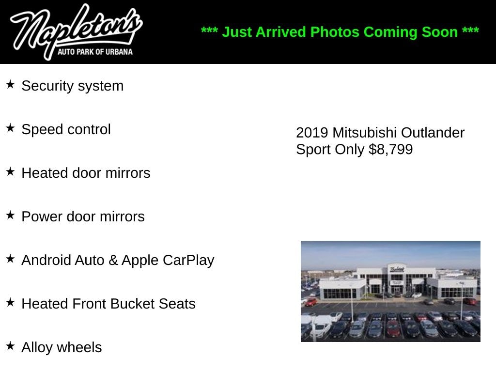 Used 2019 Mitsubishi Outlander Sport LE with VIN JA4AR3AU0KU023314 for sale in Urbana, IL